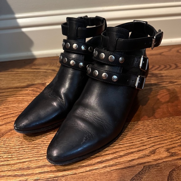 Saint Laurent Leather Ankle Boots 37.5 - Picture 1 of 5